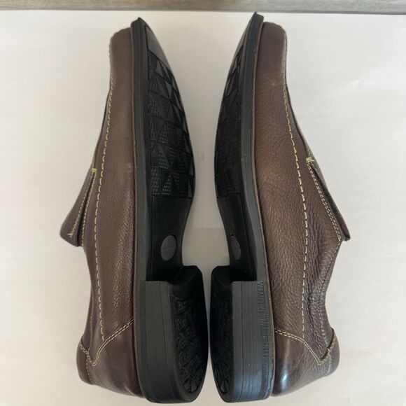 Sandro Moscolini Brown Pebble Distressed‎ Leather Loafer Shoes Men 10.5 D Casual